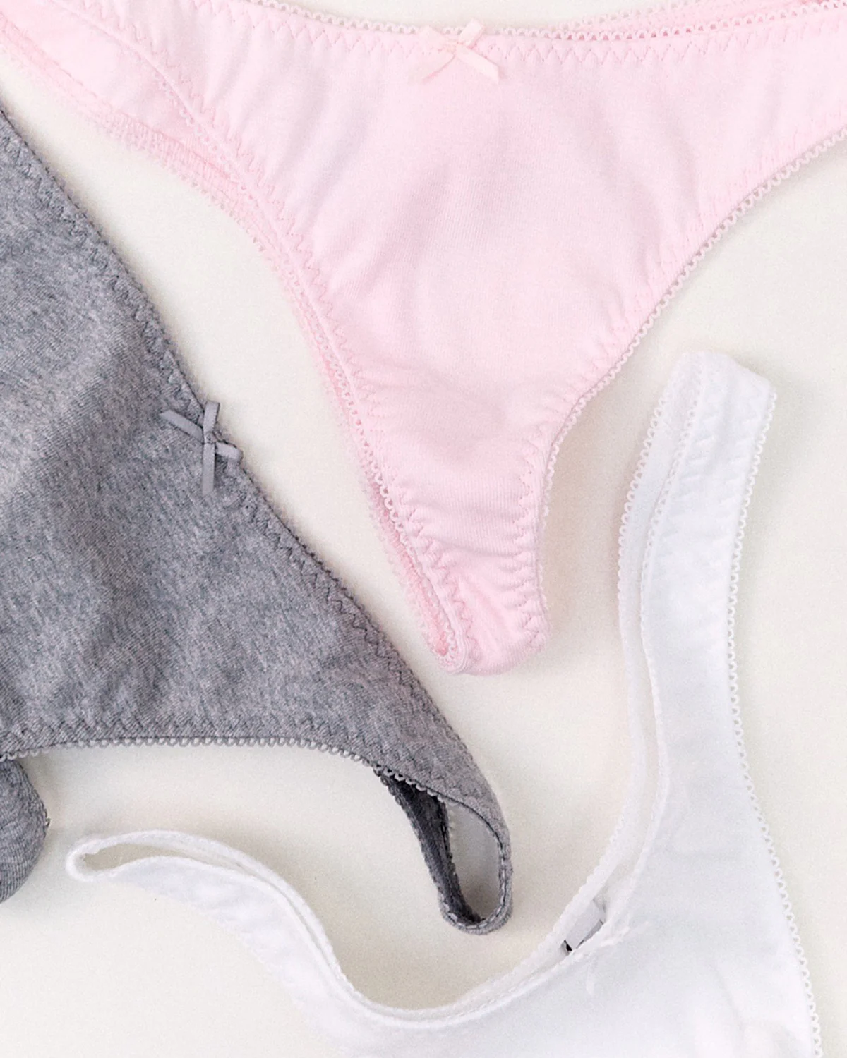 The Thong 3-Pack: Cotton Jersey White, Grey & Baby Pink - Image 5