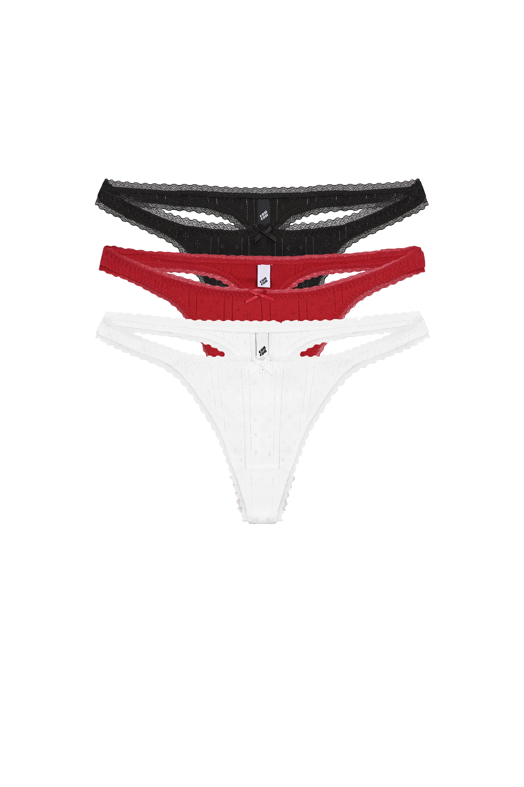 The Thong: 3-Pack Black, Cherry Red & White - Image 3