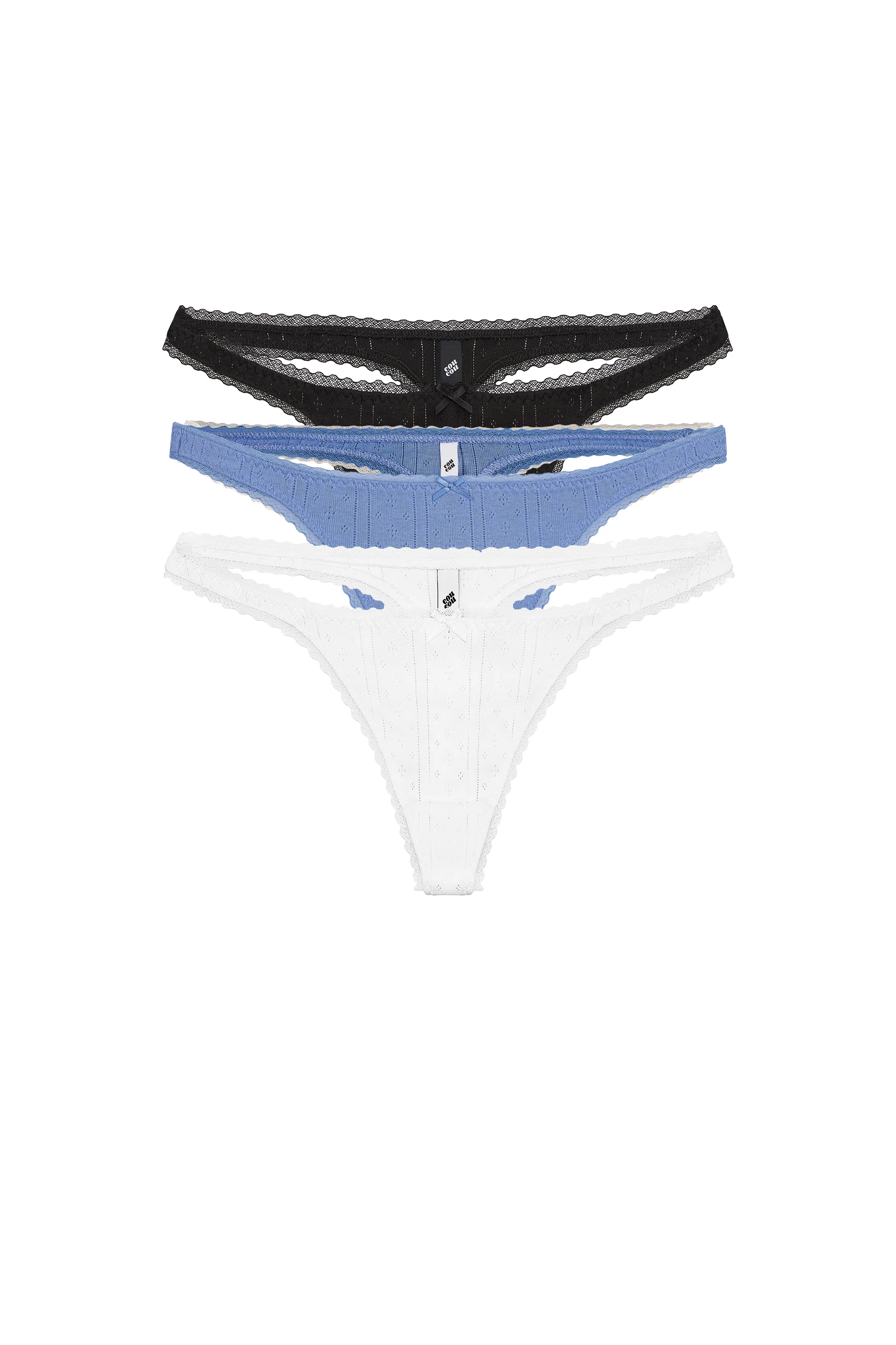 The Thong: 3-Pack Black, White & French Blue - Image 3