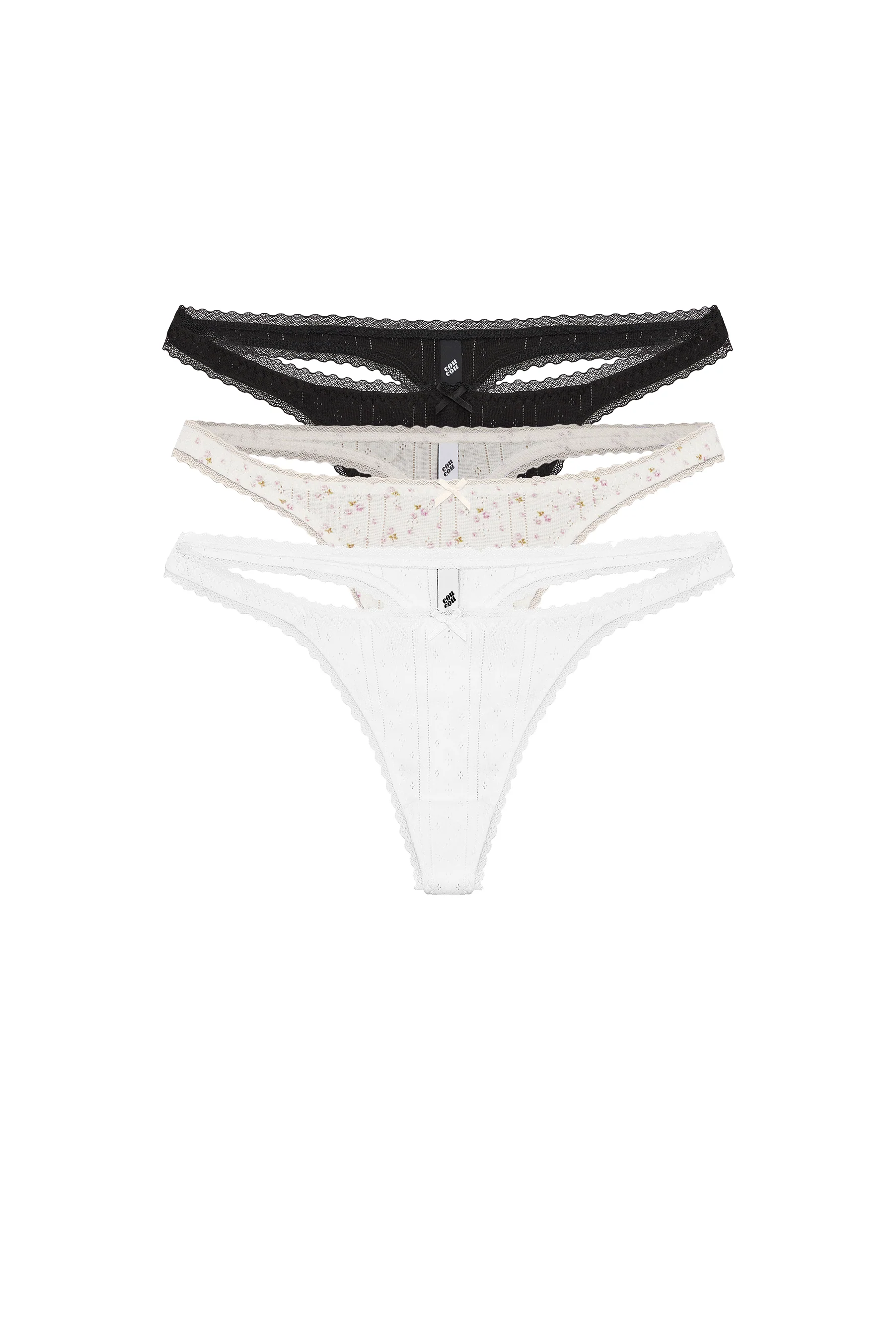 The Thong: 3-Pack Black, English Rose & White - Image 3